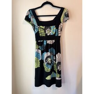 Vintage Y2K Wrapper Square Neck Midi Dress Floral Small Whimsygoth